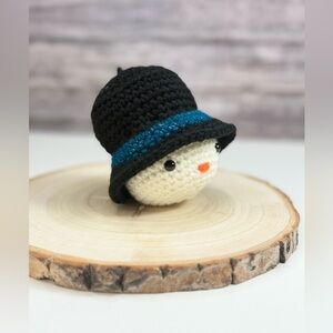Handcrafted Christmas Ornament Crochet Snowman Head  Handmade Amigurumi